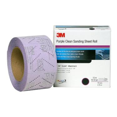Imagem de 3M 30715 Hookit 740I Roxo 70 mm x 8 m 40 Grão E Peso Limpo Rolo de Folha de Lixamento