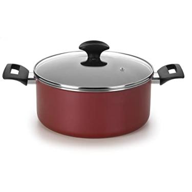 Imagem de Multiflon Caçarola 20 Centimetros Aluminio Antiaderente Com Tampa de Vidro Linha Amora Vermelho Matte Resistente Durável e Saudável