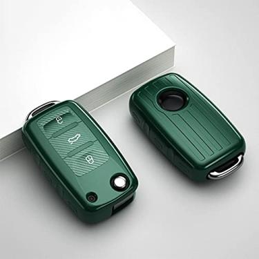 Imagem de YJADHU Capa de capa de chave de carro TPU macio, apto para Volkswagen VW POLO Tiguan Passat B5 B6 B7 Golf EOS Scirocco Jetta MK6 Octavia, A, verde