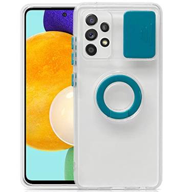 Imagem de Capa deslizante de câmera transparente para Samsung Galaxy A32 5G A12 A52 A72 A 12 72 S21 Proteção de lente de silicone ultra à prova de choque, verde escuro, para S21