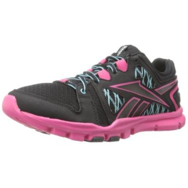 Imagem de Reebok Tênis feminino Yourflex Trainette RS 4.0 Cross Training, Preto/Rosa Fusion/Azul Hidro/Branco, 7.5