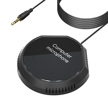 Imagem de LUGU Microfone de conferência de mesa Conden or omnidirecional de 360 ° 3,5 mm Plug & Play PC Mic de computador compatível com Windows pa PC Laptop G vação de videoconferência Bate-papo Jogos