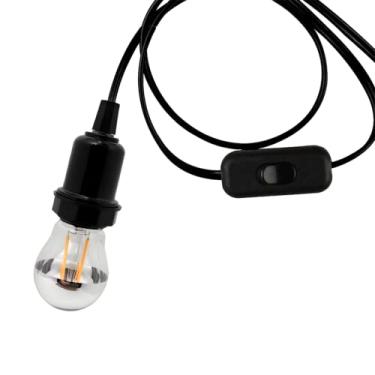 Imagem de Pendente de Tomada 3 M Interruptor E Bocal E-27 Preto