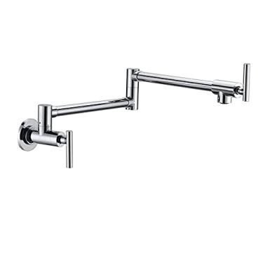 Imagem de Torneira de enchimento de panela de latão dourado Torneira de cozinha única fria Torneira de furo único giratória Bica dobrável cromada Torneira para pia montada na parede, A3