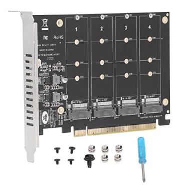Imagem de Placa adaptadora com 4 placas de expansão, SSD M.2 NVMe de 4 portas para leitor conversor de disco rígido PCIE X16 M, 4 x 32 Gbps de velocidade de transmissão