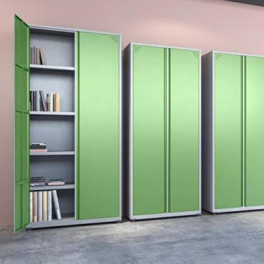Imagem de Armário 2 Portas 4 Prateleiras Aço Ap402sl Pandin Móveis Cinza/verde Miró