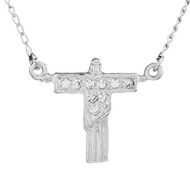Imagem de Colar Cristo com Strass 20mm - Sunshine Cristais Cor:Prata