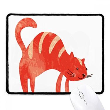 Imagem de Mousepad vermelho sorrindo para gatos gordos e aquarela com borda costurada para jogos