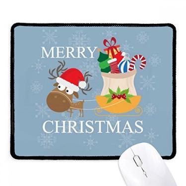 Imagem de Tapete de borracha para jogos com borda costurada para presente de alce de Natal