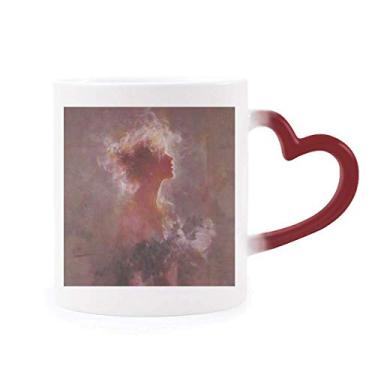 Imagem de Caneca Clair De Lune XJJ com pintura a óleo sensível ao calor, copo de grés que muda de cor vermelha