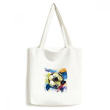 Imagem de Bolsa de compras casual de lona com estampa de futebol e esportes de futebol