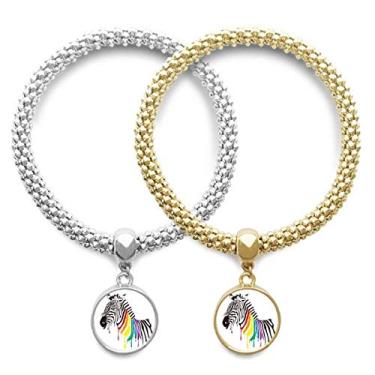 Imagem de DIYthinker Pulseira Pinto LGBT com estampa de arco-íris e pingente de corrente para casal