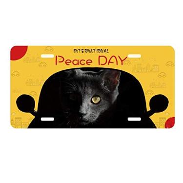 Imagem de DIYthinker Placa de carro Black Cat Animal Wild Stare Dark Decoração de carro Dia da Paz