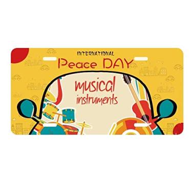 Imagem de DIYthinker Fone de ouvido com estampa de instrumentos musicais, placa de automóvel, decoração de carro, dia da paz