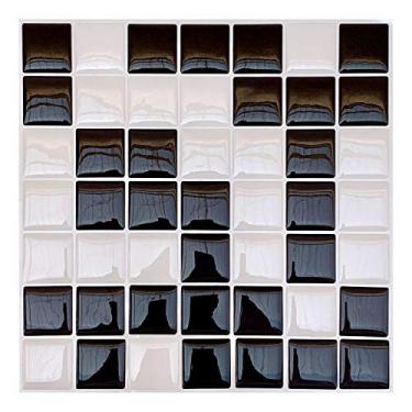 Imagem de Pastilha Adesiva Quadrada Branca Preta Kit 4 Placas, Cromo Sign, 18.5x18.5x0,2