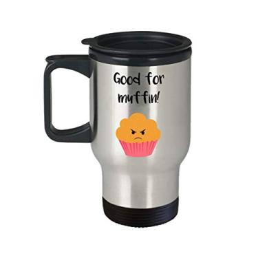 Imagem de Caneca de viagem para assar trocadilho – Boa para muffin! – Copo de chá divertido com isolamento de cacau quente – ideia de de Natal e aniversário de casamento