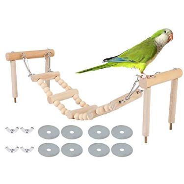 Imagem de Leftwei Brinquedo romântico para pássaros do dia dos namorados, brinquedo de suporte de poleiros de pássaro, brinquedos de escada de escalada de papagaio, brinquedo de papagaio de madeira para escalada de escada, brinquedo de mastigar em pé