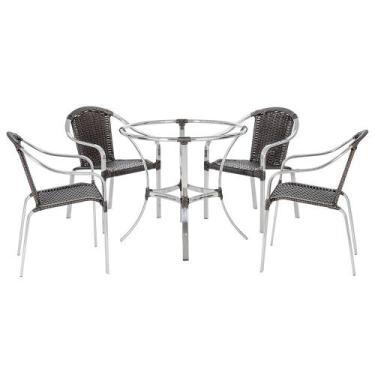 Imagem de 4 Cadeiras E Mesa Alta Tóquio Alumínio E Fibra Sintética Área Interna