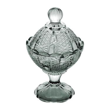 Imagem de Bomboniere Potiche Decorativo de Cristal C/Pé Princess Verde 16x11cm Wolff