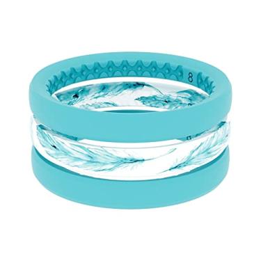 Imagem de Groove Life Anel de casamento de silicone para mulheres â€“ anéis de borracha respirável para mulheres, cobertura vitalícia anel feminino de ajuste confortável â€“ ar fino, Feather, 7