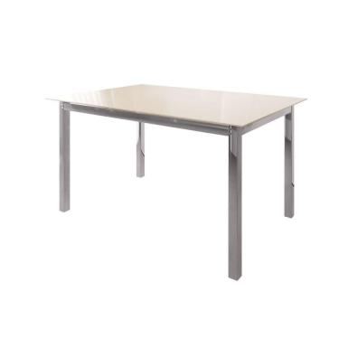 Imagem de Mesa de Jantar 120x80cm Tampo Vidro Dubai Cromado/Off White