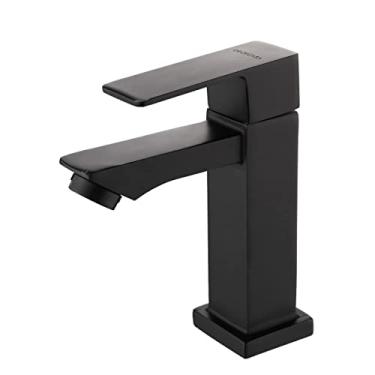 Imagem de Torneira Banheiro Luxo Quadrada 1/4 Volta Inox Aço Preta Bancada Pia Banheiro Alto Padrão