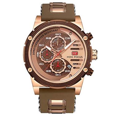 Imagem de Relógio masculino MINIFOCUS cronógrafo, impermeável, esportivo, analógico, quartzo, pulseira de silicone, relógio de pulso fashion para homens, D, preto, azul