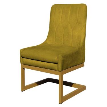 Imagem de Cadeira Poltrona Estofada para Sala de Jantar Valentina Veludo Base Dourada - Estopar