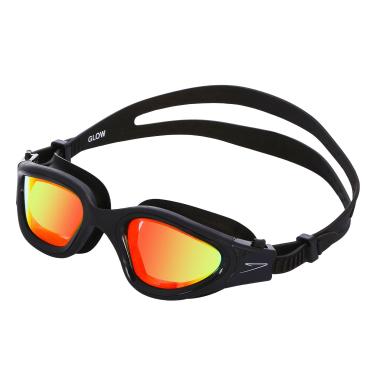 Imagem de Óculos de Natação, Speedo, Glow, Lentes REVO com Vedação Ampliada e Ajuste Confortável, Tamanho Único - Preto/Multicolorido