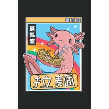Imagem de Axolotl Eating Ramen Japan Style 80s Otaku Vaporwave Anime: Caderno / Diário Funny Japan Vaporwave | 120 páginas | Papel quadriculado | 15 x 23 cm | Fosco