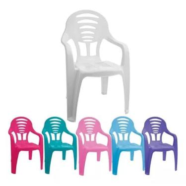 Imagem de Cadeira Infantil para Mesinha Branca, Plástico Resistente, Ergonomia Confortável, Leve e Portátil, para Crianças de 3 a 10 Anos - Escritex