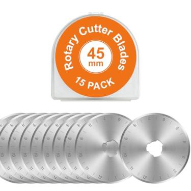 Imagem de SSPONT - 15 lâminas de corte rotativo de 45 mm, compatíveis com OLFA, Fiskars, Mr.Pen, DAFA, Truecut, etc. para artesanato de costura