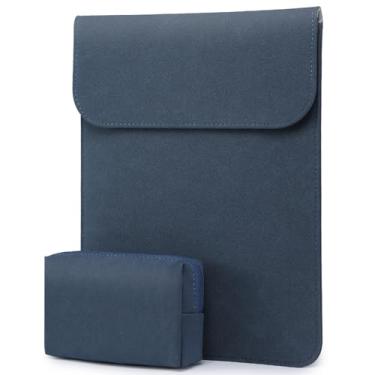 Imagem de HYZUO 15 Polegadas Capa para Notebook para MacBook Air 15.3/15 M3 A3114 M2 2023-2024, 15" Surface Laptop 7-3, MacBook Pro 15 A1990 A1707 2019-2016, Laptop Case Pasta Notebook com Bolsa, Azul-marinho