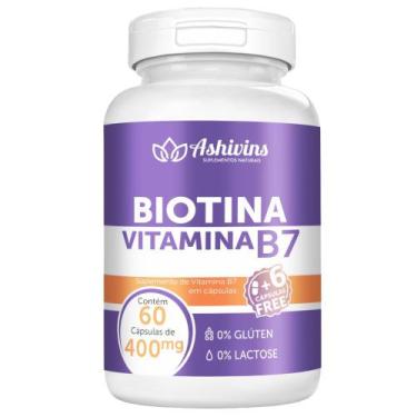 Imagem de Biotina Vitamina B7 - 60Caps/240G - Ashivins