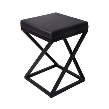 Imagem de Banquinho Zênite - Metalon Preto - Assento Estofado