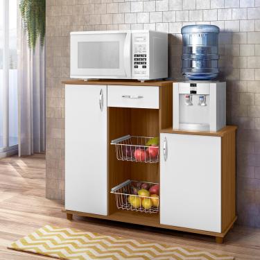 Imagem de Armário com Fruteira 2 Portas 1 Gaveta Diva Notável Móveis - Freijo Trend/Branco New