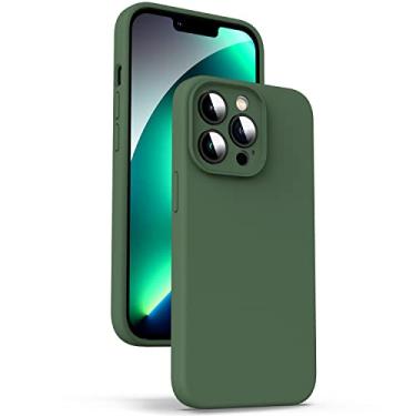Imagem de Supdeal Capa de silicone líquido para iPhone 13 Pro, [proteção da câmera] [antiimpressões digitais] [carregamento sem fio] capa protetora de 4 camadas para celular, capa de microfibra embutida, 6,1 polegadas, verde