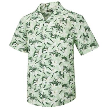 Imagem de Camisa masculina havaiana manga curta botão para praia tropical 100% algodão verão casual férias floral Aloha camisa, G3-1, G