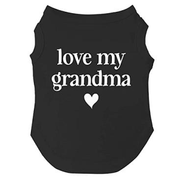 Imagem de Camiseta Love My Grandma Dia dos Namorados para filhotes, brinquedos e raças grandes (preta, 6GG 399)