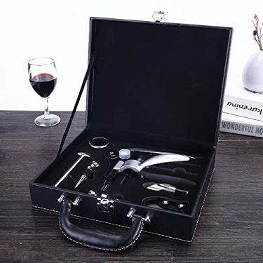 Imagem de MNSSRN-KPQ Abridor de garrafa de pressão de vinho, conjunto de removedor de cortiça, acessórios para vinho, ferramentas a vácuo, metal, abridor de garrafas de vinho, conjunto de caixa de presente