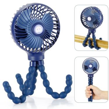 Imagem de snawowo Mini ventilador portátil pessoal portátil, ventilador de carrinho de bebê, assento de carro alimentado por USB ou bateria, com clipe de tripé flexível na cama de estudante, escrivaninha,