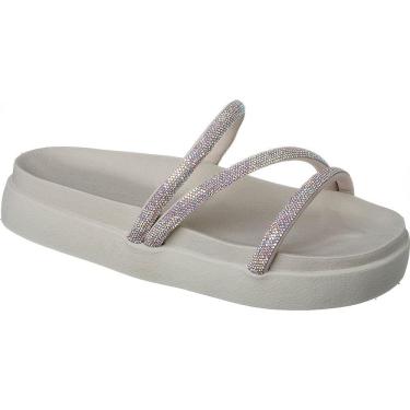 Imagem de Papete Birken Sandália 3 Tiras de Brilho Strass Chinelo Feminino  Moda Tendência Blogueiras.