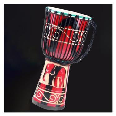 Imagem de Djembe Instrumento Pandeiro Adulto Tradicional Esculpido À Mão Padrão De 8 Polegadas Para Iniciantes Com Acessórios Tambor africano Profissional (Color : A)