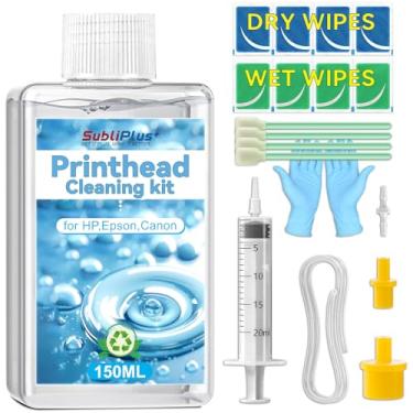 Imagem de SubliPlus+ Kit de limpeza de cabeça de impressão, kit de limpeza de cabeça de impressão de 150 ml para bocal de impressora Epson Ecotank, melhor para HP Officejet Pro, solução de limpeza para Canon