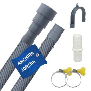 Imagem de Anchira Mangueira de Drenagem de Máquina de Lavar 3m, Extensão de Tubo de Resíduos de Máquina de Lavar Louça com Conector de Suporte e Braçadeira, Universal Tubo de Resíduos de Máquina de Lavar
