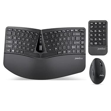 Imagem de Teclado Ergonômico Compacto Perixx PERIDUO-606A, sem Fio, 3 em 1, Mouse Vertical, Teclado Numérico, Descanso de Palma Ajustável, Roda Inclinada, Teclas de Perfil Baixo de Membrana, Inglês dos EUA