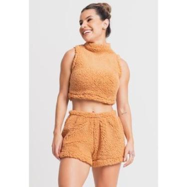 Imagem de Pijama Flanelado Cropped e Short Teddy Peluciado Felpudo Mvb Modas-Feminino