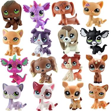 Imagem de Arkindy 4PCS Random LPS Collie Cocker Spaniel Great Dane Dog Deer Shorthair Kitten Cat Dragon Beagle Husky Pet Shop Animal Action Figures Kids Boys Girls Gift