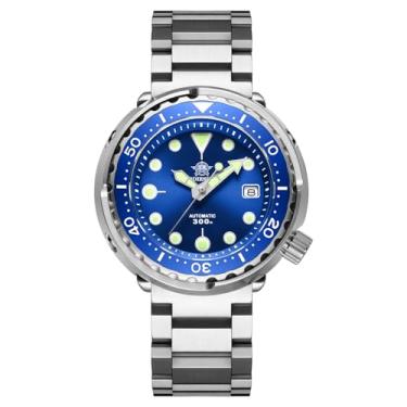 Imagem de ADDIESDIVE Relógios de mergulho masculinos 44,5 mm automático à prova d'água 300 m mostrador analógico luminescente Chromalight Dial My-H5, Azul, big 47.5MM, mergulho