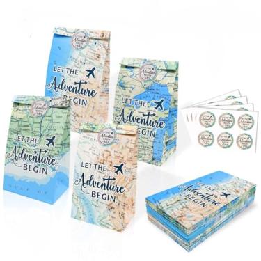 Imagem de Sacos de lembrancinhas de festa de aventura – Pacote com 24 sacos Let the Adventure Begin, Awaits Travel Farewell – Temáticos para aniversário e chás de bebê